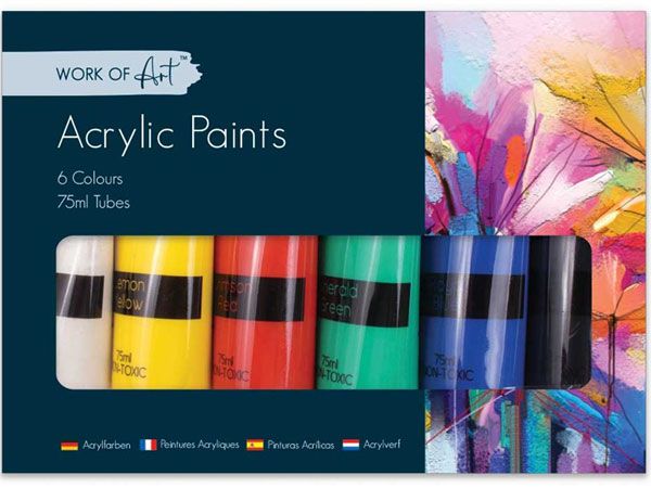 Work of Art 6pk 75ml Artist Acrylic Paints