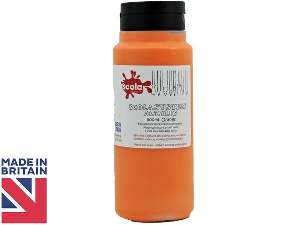 SCOLA - Acrylic 500ml Artists Paint - Orange... UK Produced