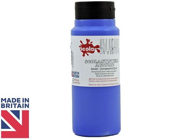 SCOLA - Acrylic 500ml Artists Paint - Ultramarine Blue... UK Produced